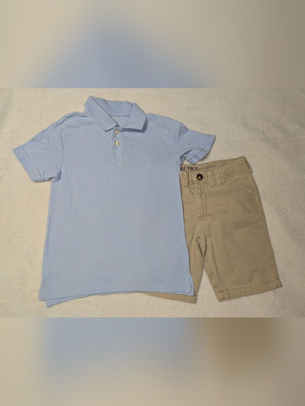 Boys' 2pc Set: Light Blue Polo (Size 7/8) & Nautica Khaki Shorts (Size 7)